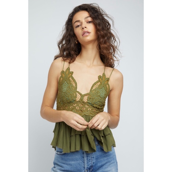 Free People Tops - Free People Adella Cami in Olive Sparrow